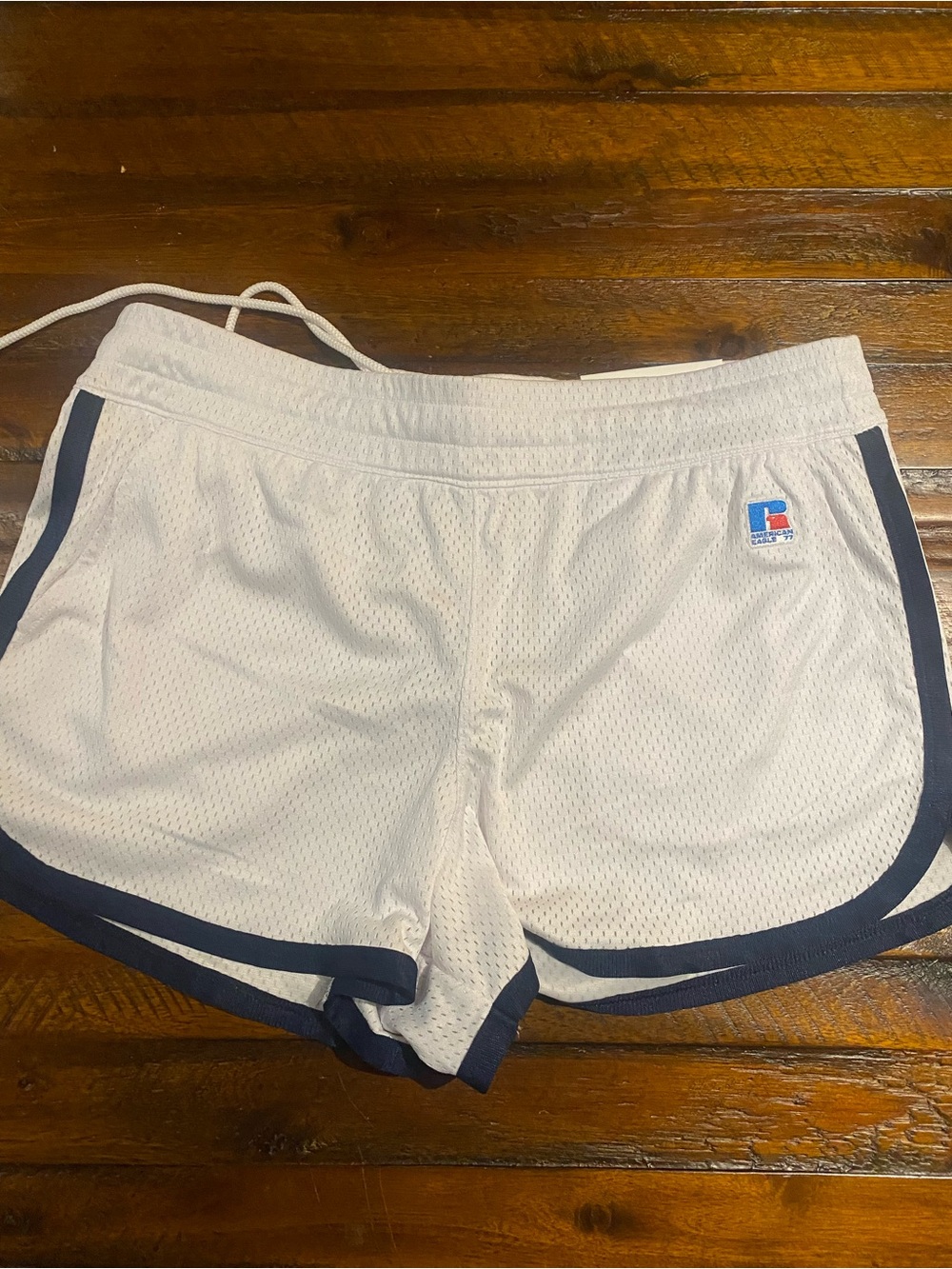 AE x Russell Athletic White Mesh Shorts